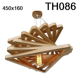 Đèn thả gỗ tam giác xếp TH086, E27 x 1, KT(mm): 450 x 160